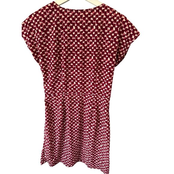Banana Republic Abstract Print Short Sleeve Dress Red White Size 0 Resortwear - Picture 5 of 8